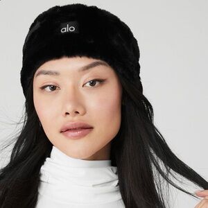 ALO Yoga Faux fur Black Headband.